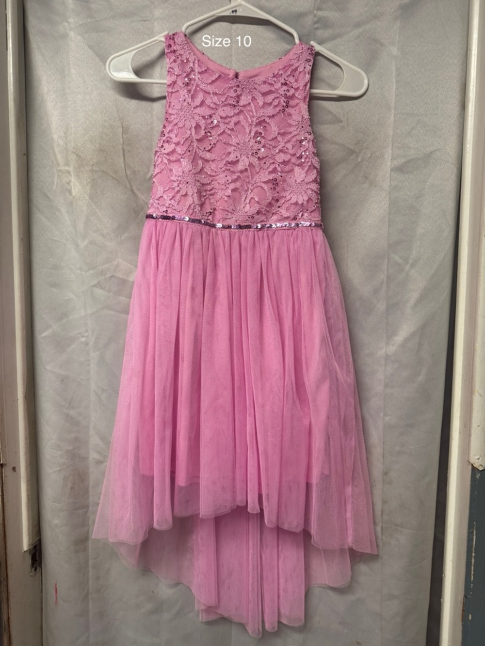 Pink Lace & Tulle High-Low Party Dress